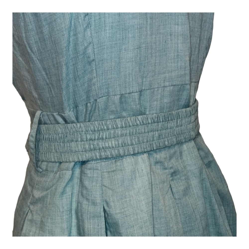 Nick & Mo Anthropologie button down blue/green shirt dress halter neck size S. - Picture 6 of 11